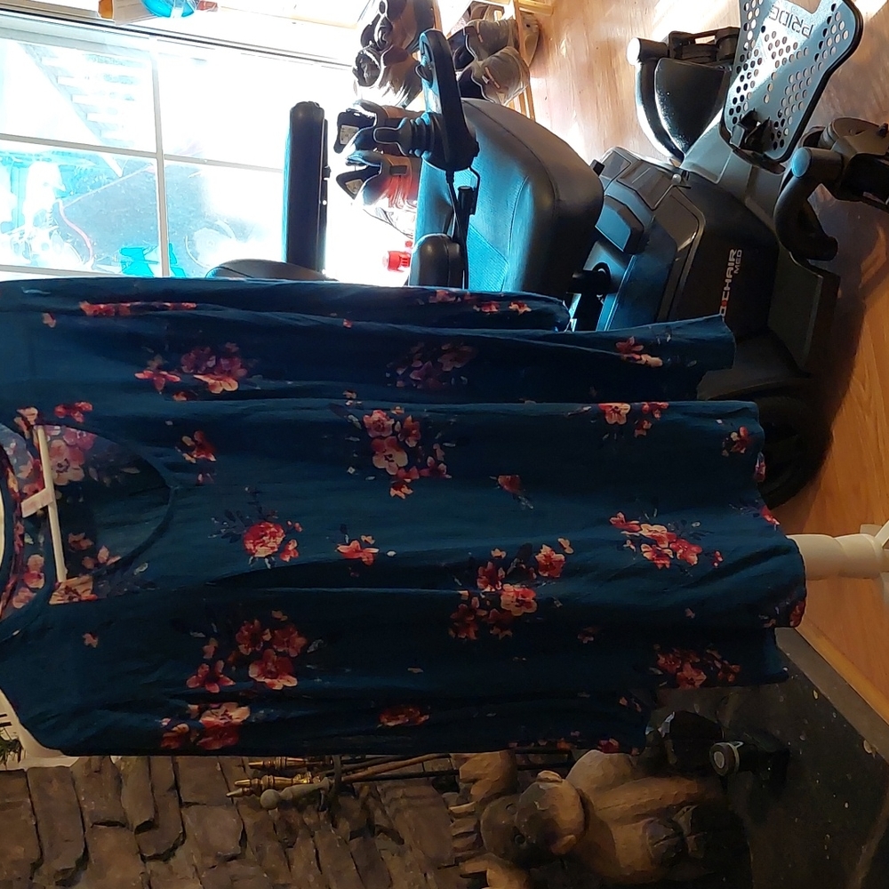 Teal blue dress with flowers